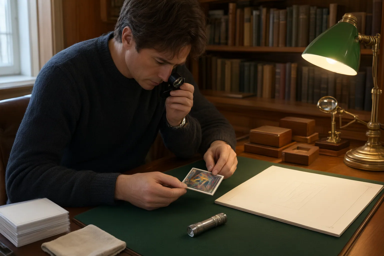 Editorial scene showing practical next steps for How to Investigate a Trading Card Offered in the UK for Possible Theft