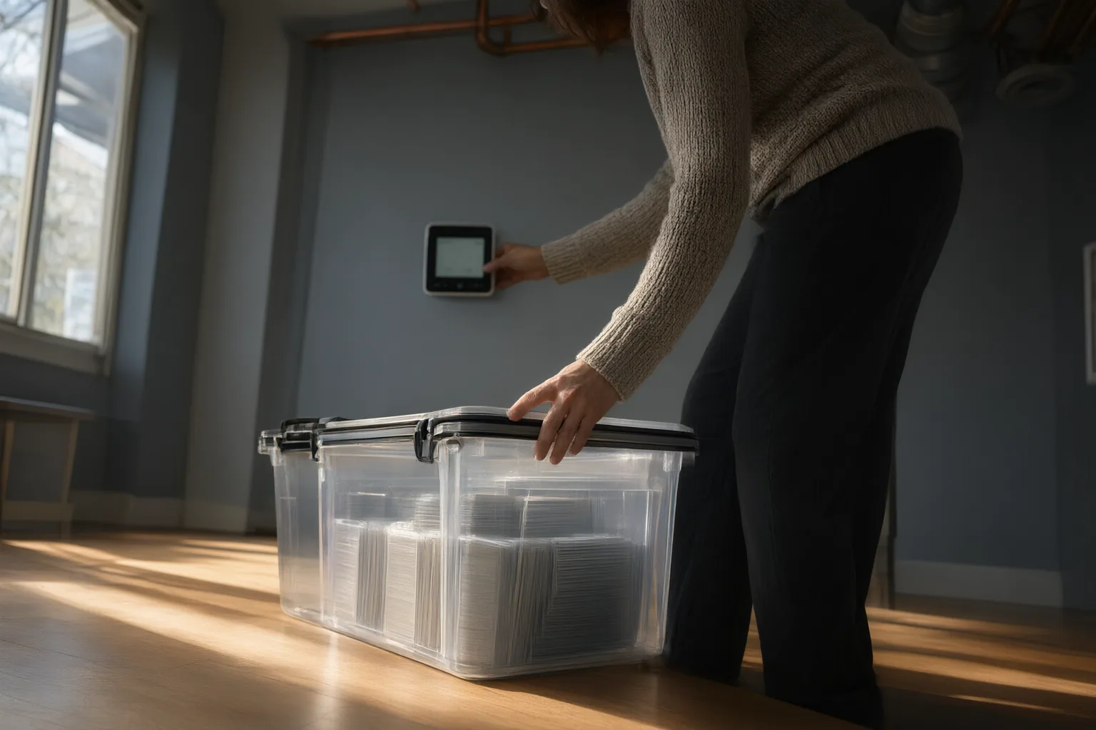 Editorial scene showing practical next steps for How to Protect a Trading Card Collection from Leaks, Floods and Damp at Home
