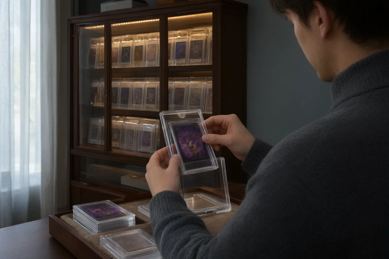 Editorial scene showing practical next steps for How to Protect Trading Cards from UV Light While Keeping Them on Display
